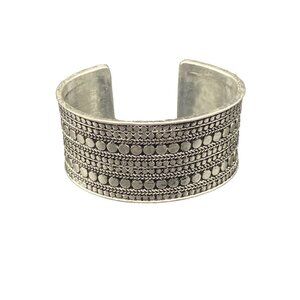 Signed NWOT Bracelet Lucky Brand Silver Tone Multi Row Cuff Western Boho 8"